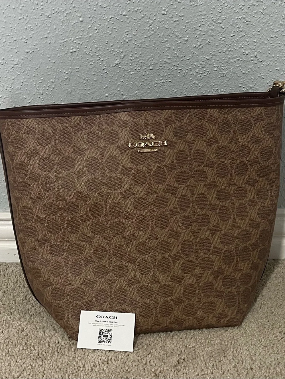Coach Brown Signature Shoulder Tote - Picture 4 of 5